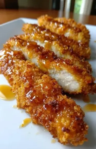 Crispy Air Fryer honey butter garlic chicken tenders served with dipping sauce