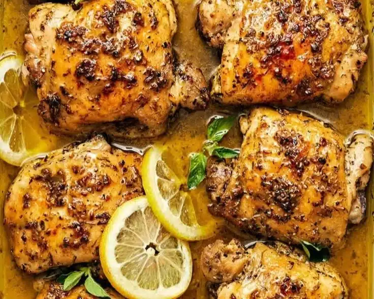 Delicious plate of Best Lemon Chicken with vibrant lemon slices and herbs