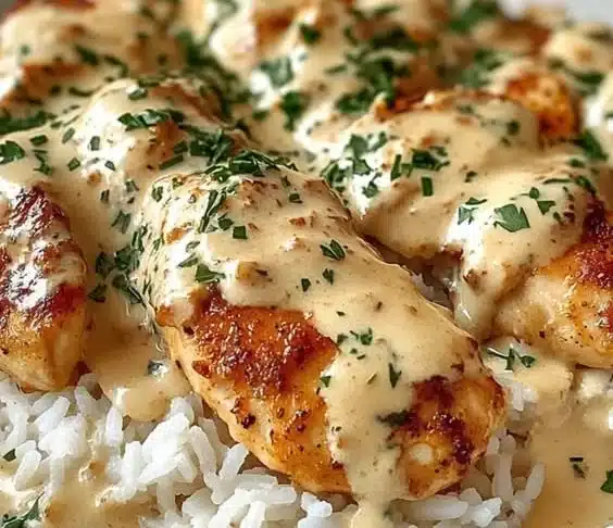 Creamy Smothered Chicken and Rice Recipe