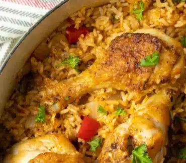 Delicious Cuban rice with chicken served on a plate