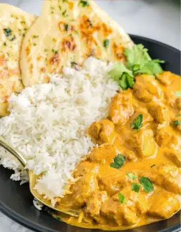 Easy 30-minute stovetop butter chicken recipe on a serving plate.