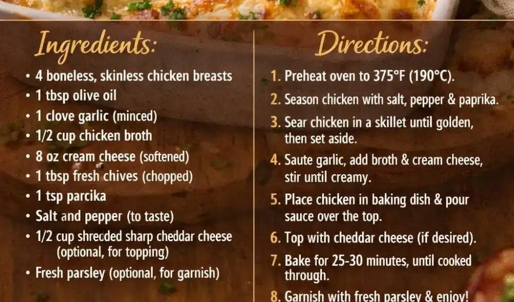 Easy Baked Creamy Cheese Chicken | Baked Cream Cheese Chicken Recipes, Crescent Rolls with Chicken and Cream Cheese Recipe, Chicken Breast with Cream Cheese