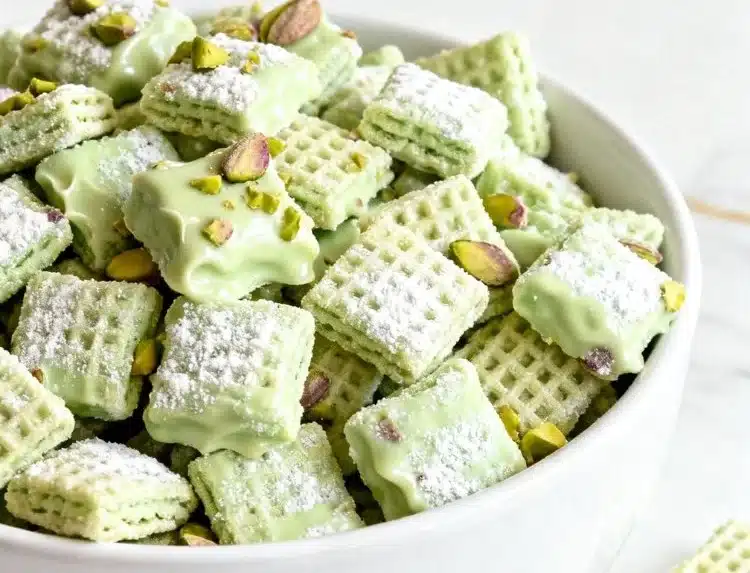 Easy Pistachio Puppy Chow Recipe With Pistachio Pudding 🍬
