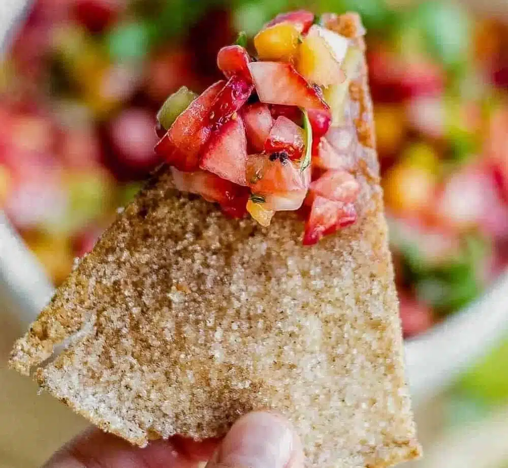 Fruit Salsa with Homemade Cinnamon Chips