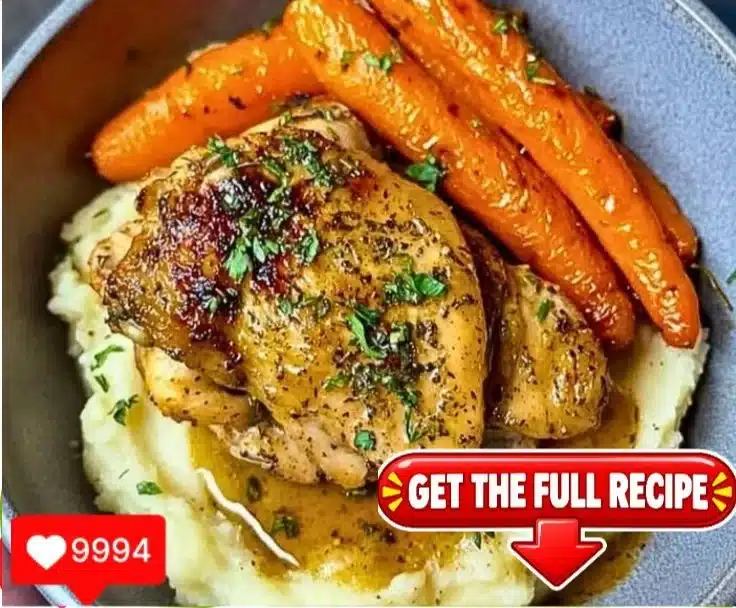 Garlic Herb Chicken with Creamy Mashed Potatoes & Roasted Carrots
