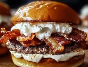 Juicy smash burgers topped with feta cheese on a grill
