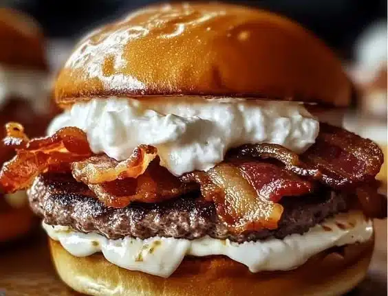 Juicy smash burgers topped with feta cheese on a grill