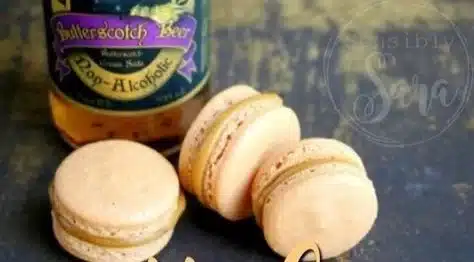 Magical Butterbeer Macarons dessert inspired by Harry Potter