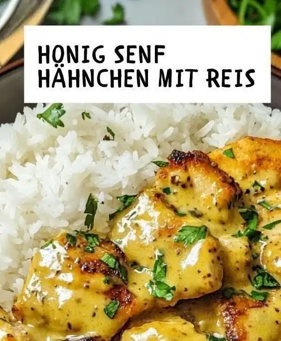 Quick honey mustard chicken dish served with rice