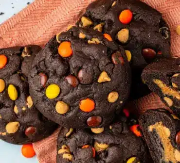 Delicious Reese's stuffed peanut butter cookies on a plate