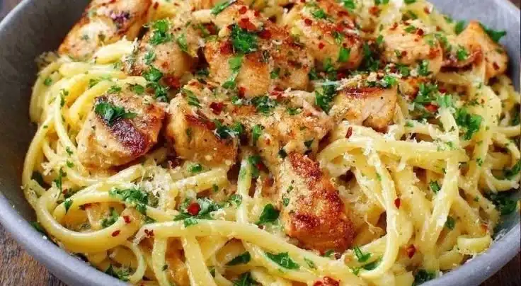 Simple garlic butter chicken pasta recipe for quick weeknight dinners