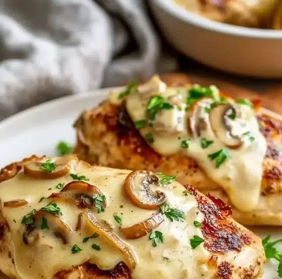 Delicious Texas Roadhouse smothered chicken recipe served with sides